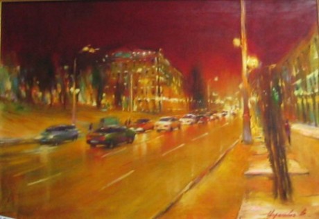  Название:  Городские огни  BR    Автор:  Царикович В. В.  BR  холст  масло  50см х 70см   BR  создание 2015 г.