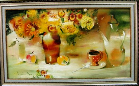  Название:  Первые цветы  BR    Автор:  Гриневич Т. В.  BR  холст  масло  40см х 70см   BR  создание 2014 г.