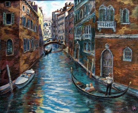 Название:  Венеция. Вечереет  BR    Автор:  Андреянов В И  BR  пастель  45см х 55см   BR  создание 2010-2011 г.
