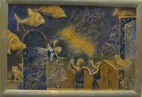  Название:  Рождественская сказка  BR    Автор:  Кустова И В  BR  батик  40см х 60см   BR  создание 2014 г.