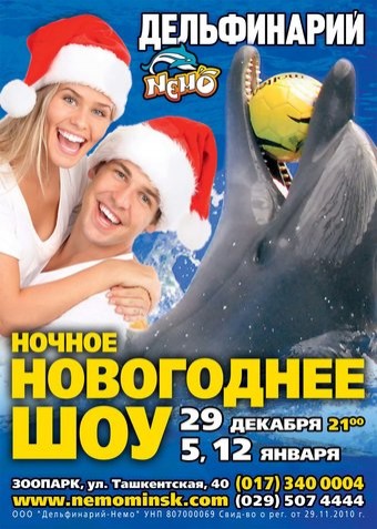 Праздничное ночное шоу в дельфинарии  Немо  