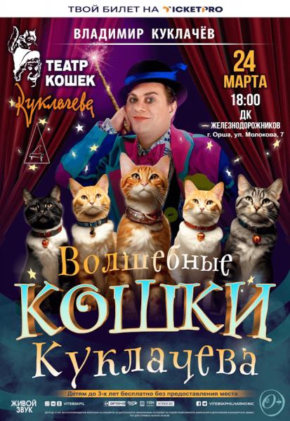 Театр кошек Куклачева с программой "Волшебные кошки Куклачёва"  из России 