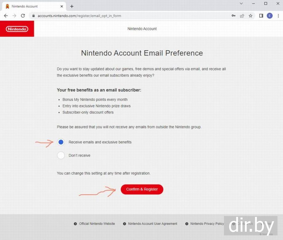 Создаю  Nintendo  account