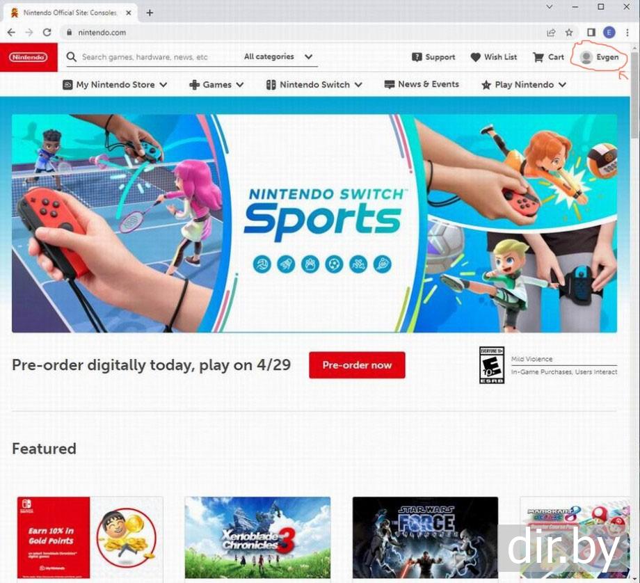 Создаю  Nintendo  account